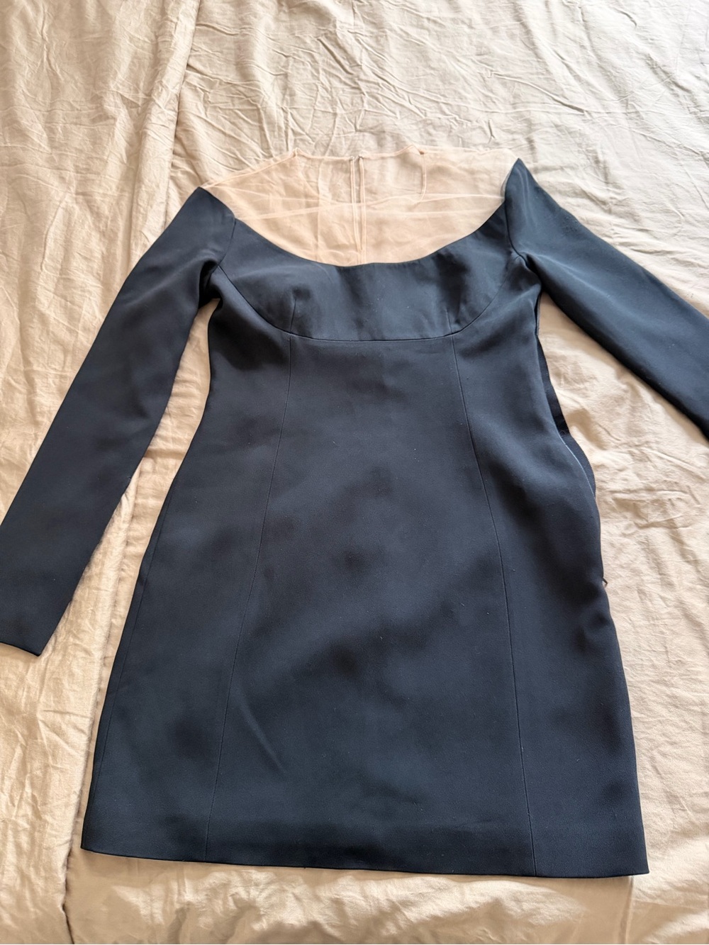 Alexander Wang Black Long-Sleeve Sheath Dress with Nude Illusion Yoke